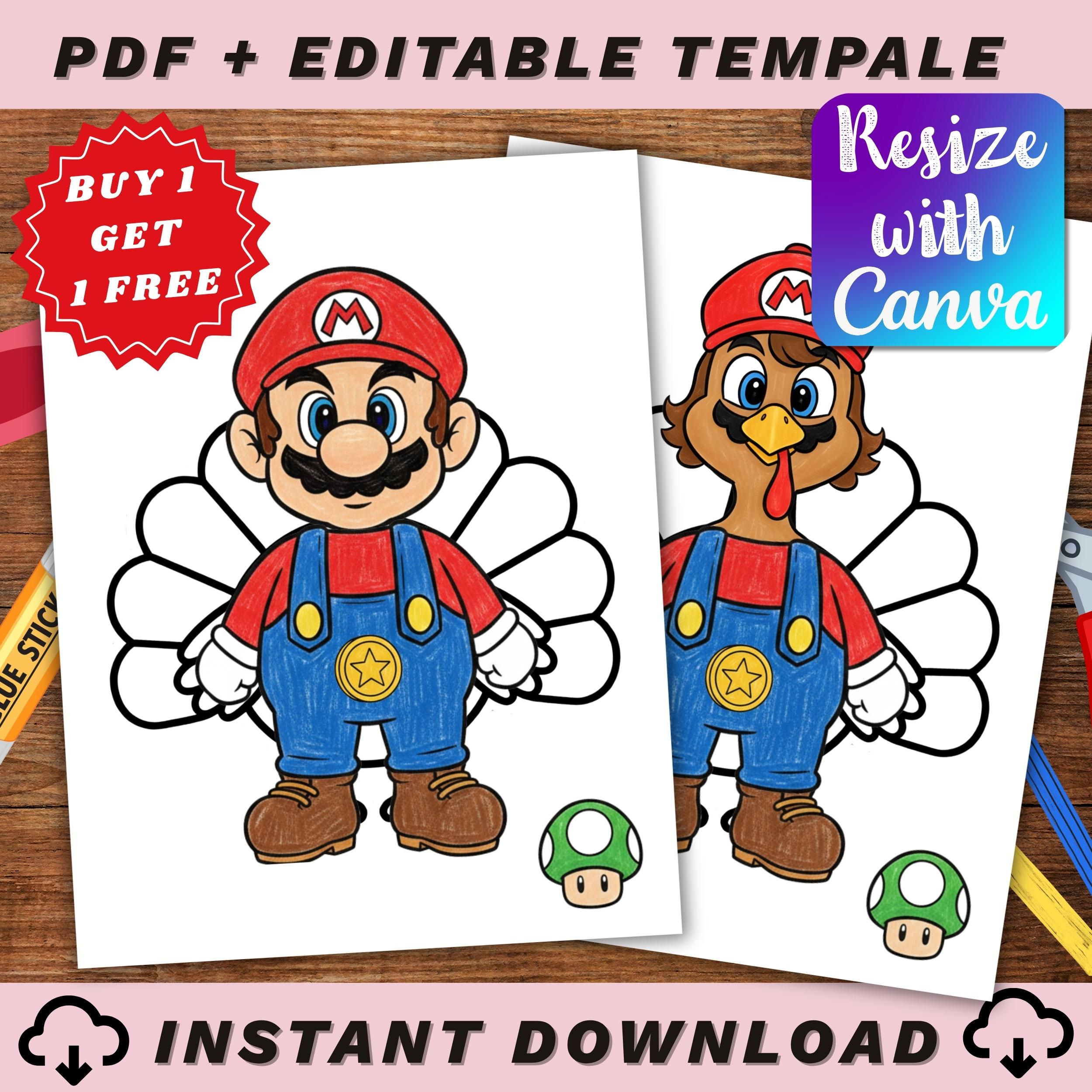 Mario Turkey Disguise - Etsy within Mario Turkey Disguise Printable