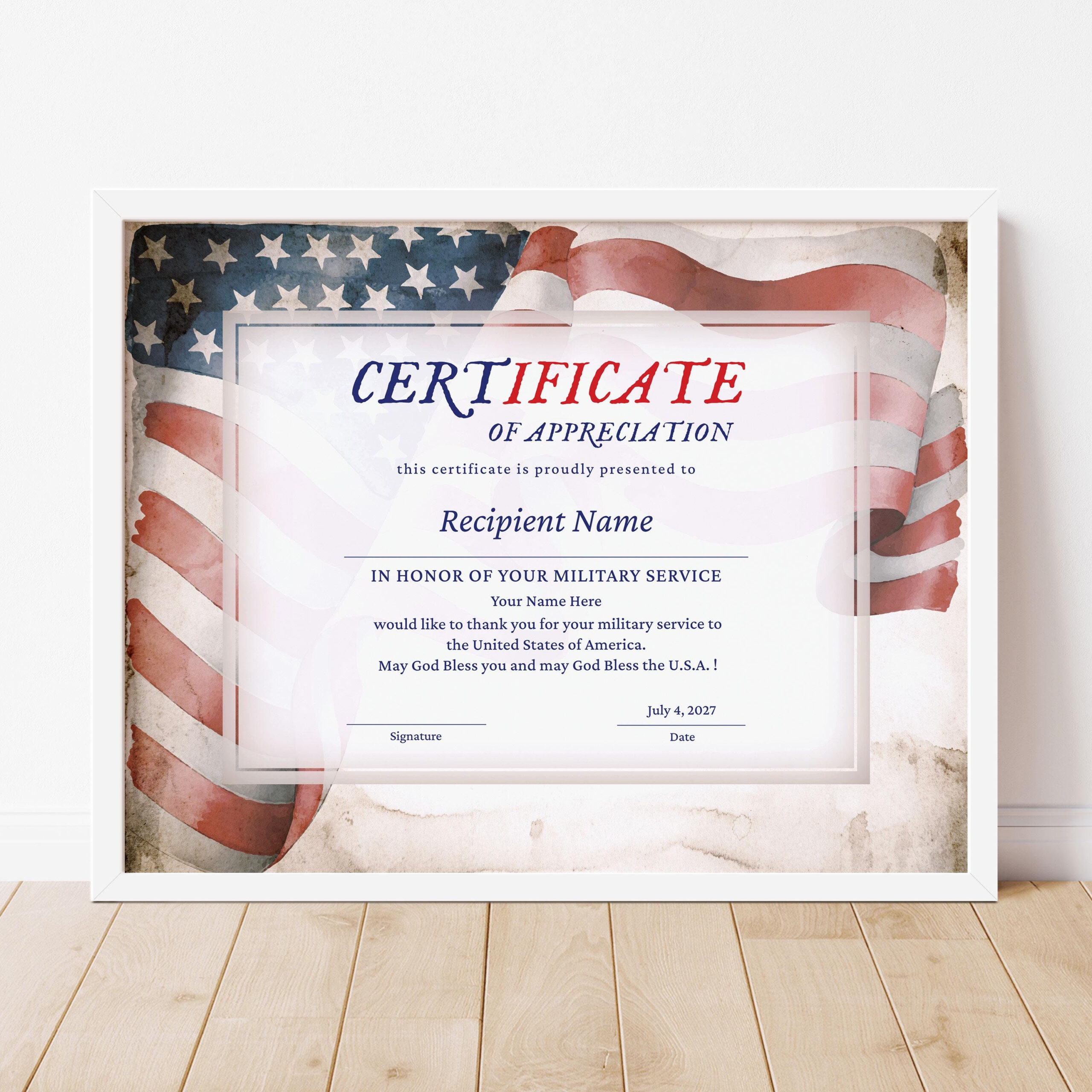 Military Certificate - Etsy Hong Kong intended for Veterans Day Certificate Printable American Legion