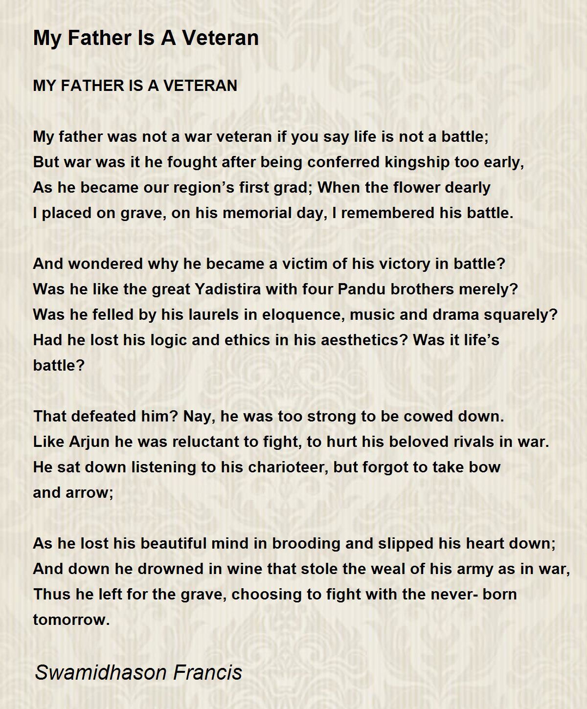 My Father Is A Veteran - My Father Is A Veteran Poem within Veterans Day Poem For Dad