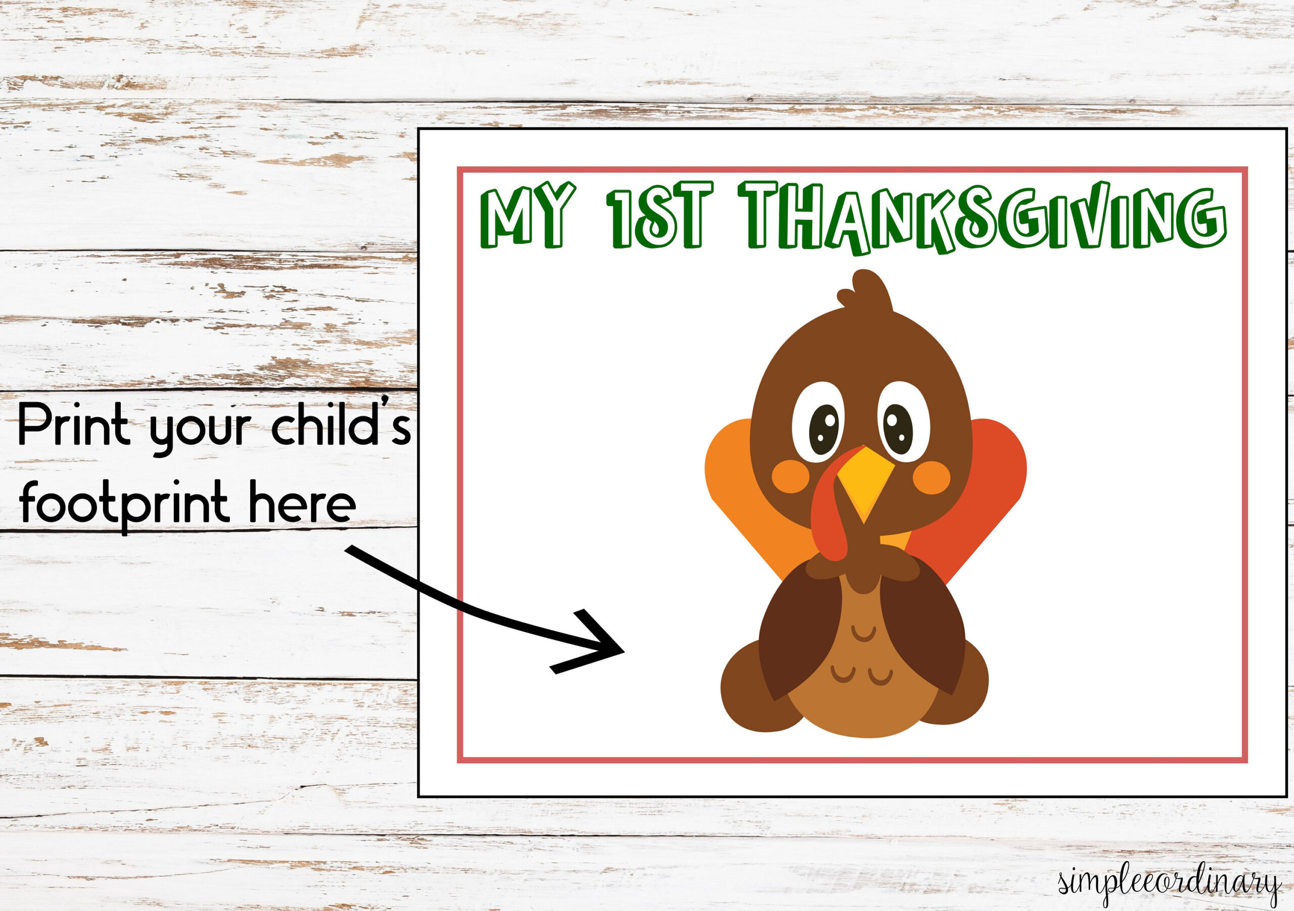 My First Thanksgiving Footprint Craft, Printable Handprint Art for My First Thanksgiving Printable