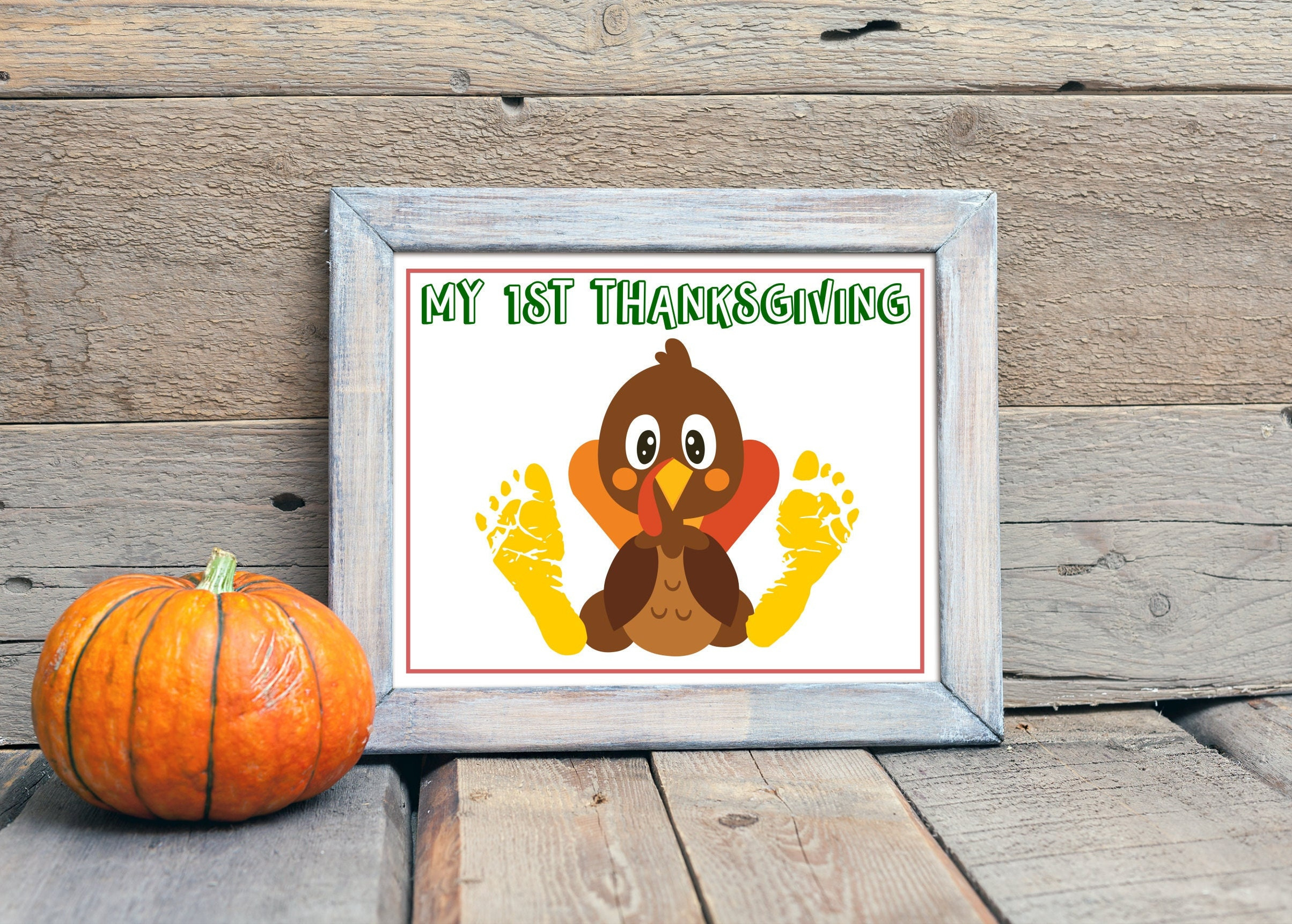 My First Thanksgiving Footprint Craft, Printable Handprint Art within My First Thanksgiving Printable