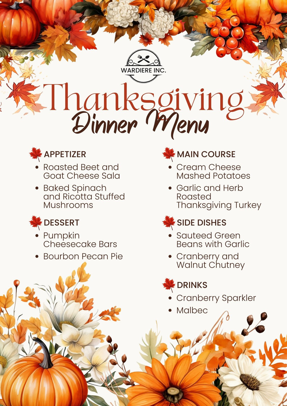 Page 2 - Free Printable, Customizable Thanksgiving Menu Templates inside Free Downloadable Thanksgiving Menu Templates