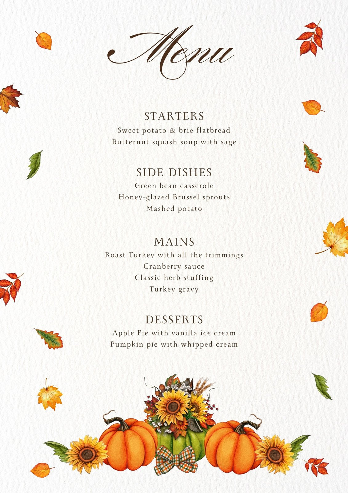 Page 4 - Free Printable, Customizable Thanksgiving Menu Templates for Thanksgiving Menu Word Template