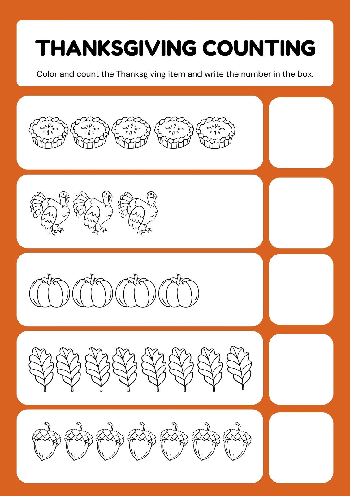 Page 4 - Free Printable Thanksgiving Worksheet Templates | Canva throughout Free Printable Thanksgiving Math Worksheets For Kindergarten