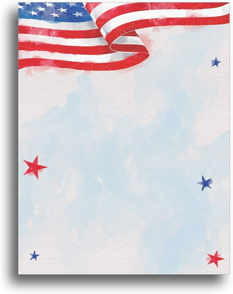 Painted American Flag Stationery Paper - 80 Sheets - Perfect For throughout Veterans Day Stationery Printables