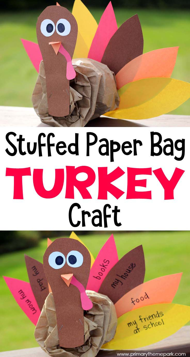 Paper Bag Turkey Craft - Primary Theme Park with Free Printable Paper Bag Turkey Craft Template