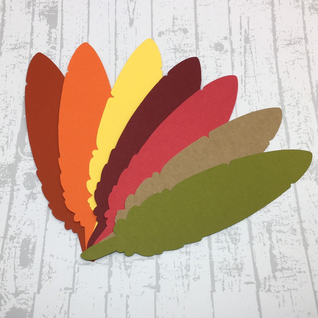 Paper Die Cut Feathers 5&amp;quot; - Thanksgiving Table - Place Cards regarding Printable Colored Turkey Feathers
