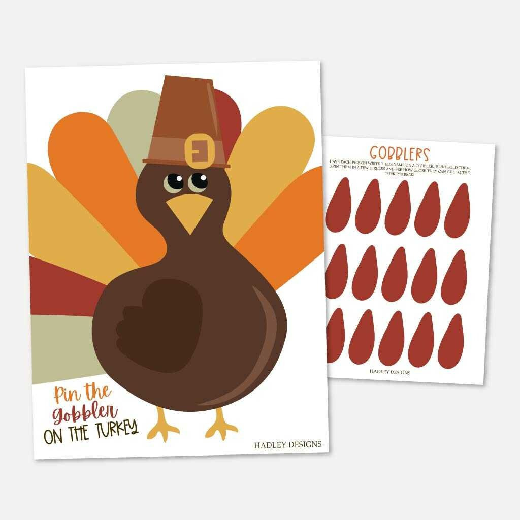 Pin The Gobbler Game Template - Digital Pin The Tail Thanksgiving pertaining to Pin The Feather On The Turkey Free Printable