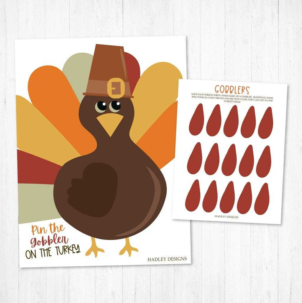 Pin The Gobbler Game Template - Digital Pin The Tail Thanksgiving throughout Pin the Tail On Turkey Printable