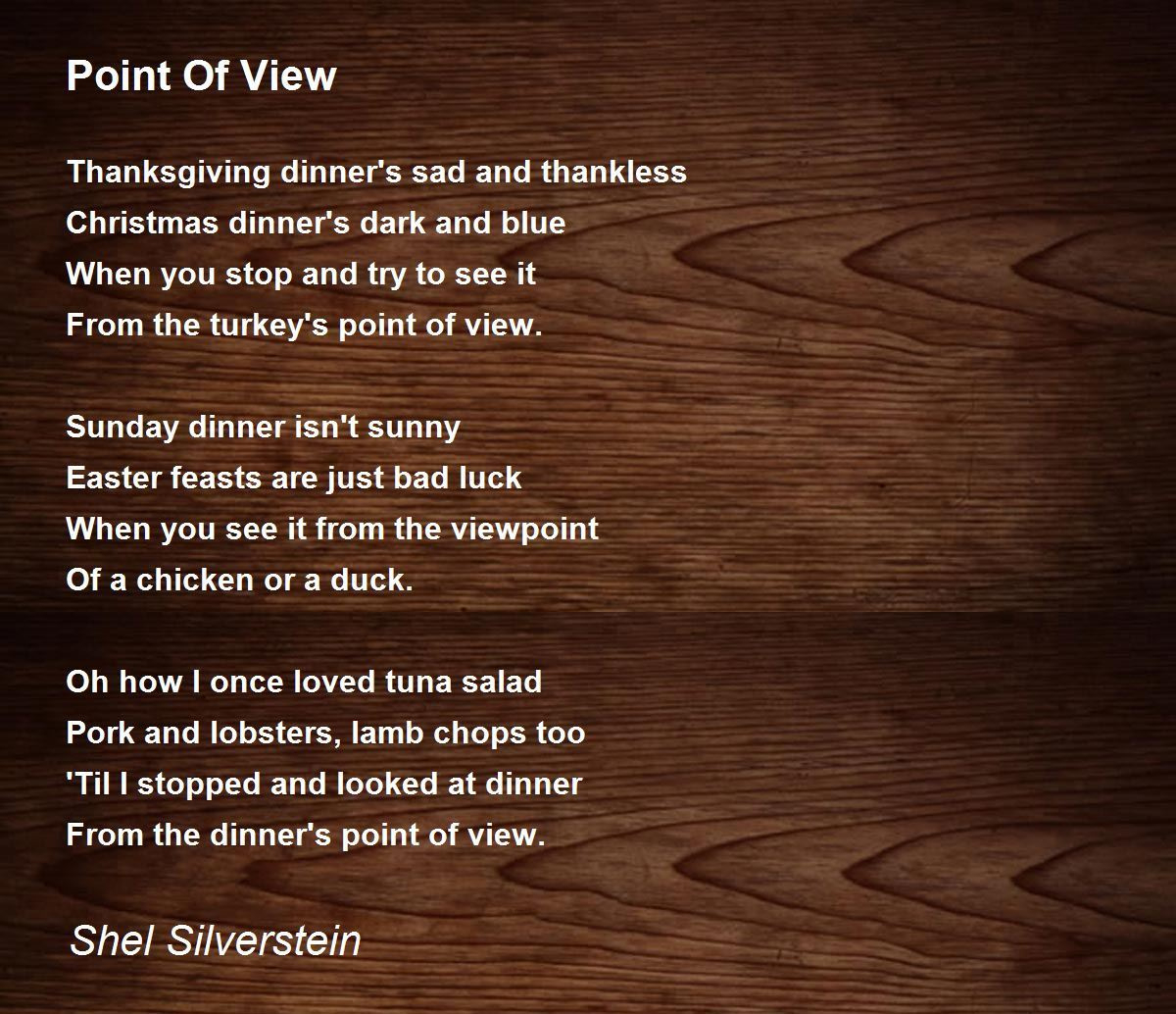 Point Of View - Point Of View Poemshel Silverstein within Shel Silverstein Thanksgiving Poem
