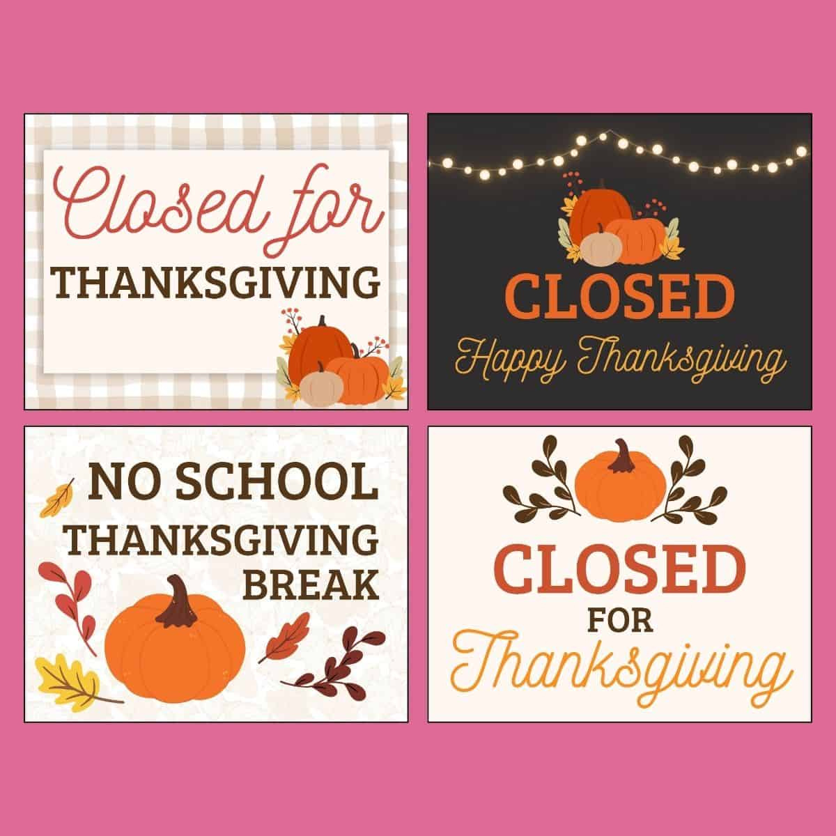Printable Closed For Thanksgiving Sign in Closed For Thanksgiving 2025 Sign Printable