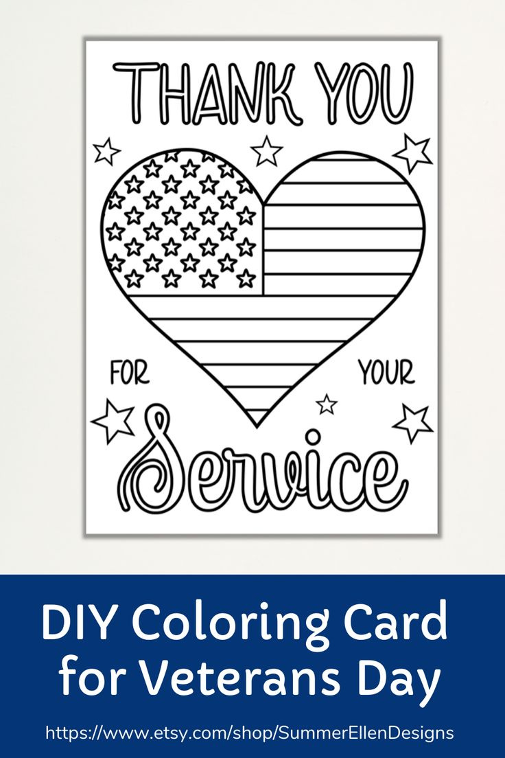 Printable Colroing Card To Thank Veterans - Color Your Own Cards with Printable Veterans Day Card