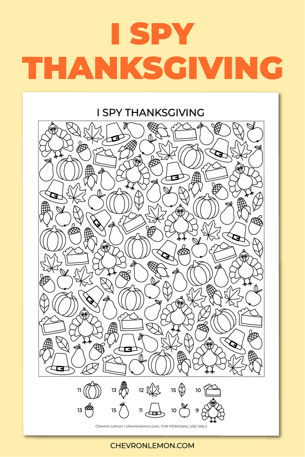 Printable I Spy Thanksgiving Game - Chevron Lemon pertaining to Thanksgiving I Spy Worksheet