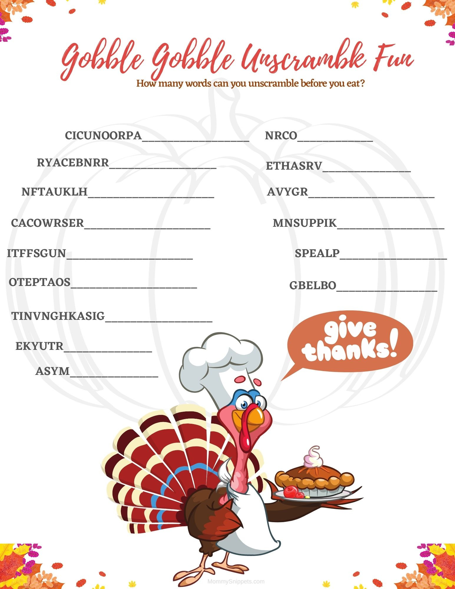 Printable Thanksgiving Activities - Printable Party Favors with regard to Thanksgiving Printable Activities For Adults