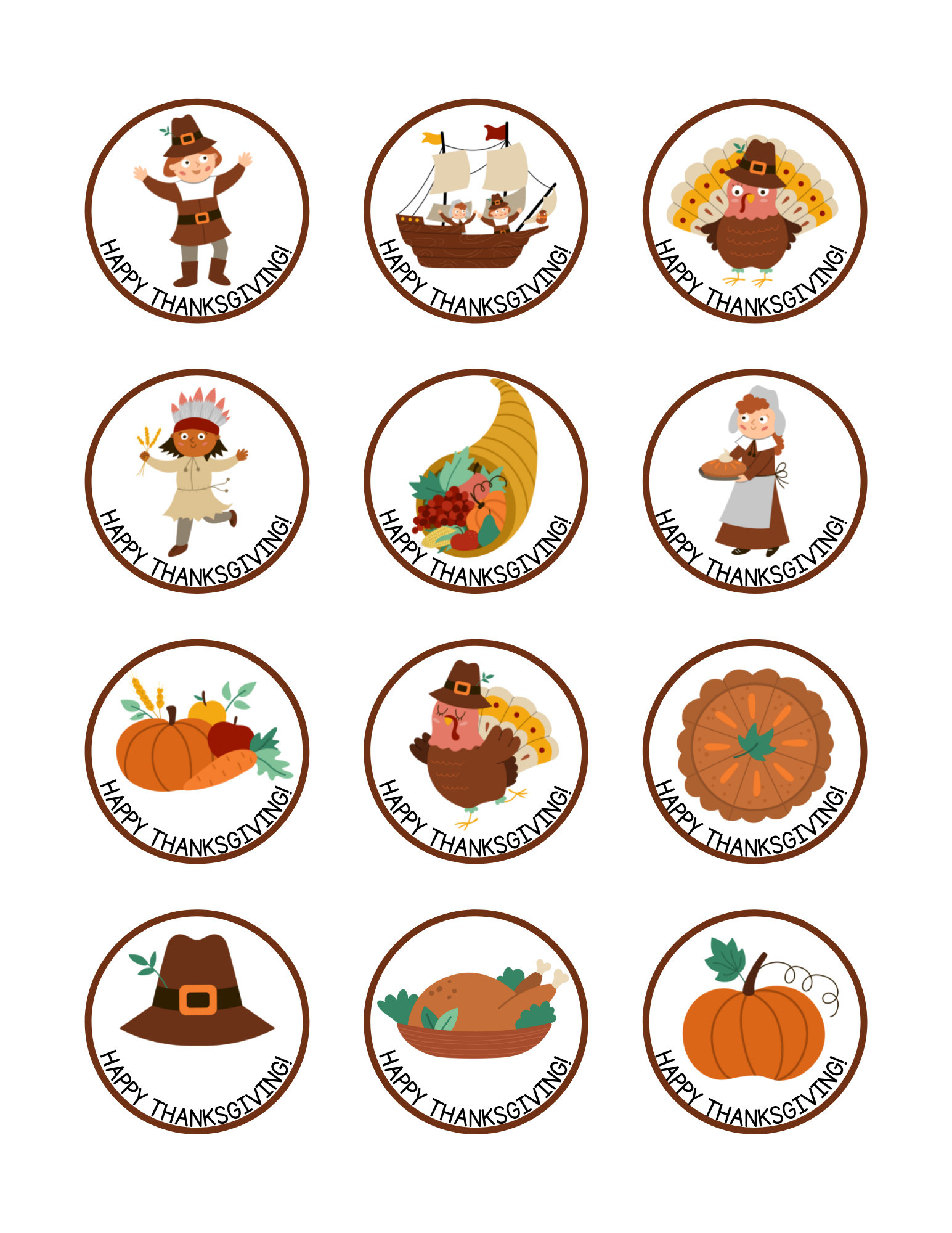 Printable Thanksgiving Cupcake Toppers Pdf For Parties, School inside Free Printable Thanksgiving Cupcake Toppers