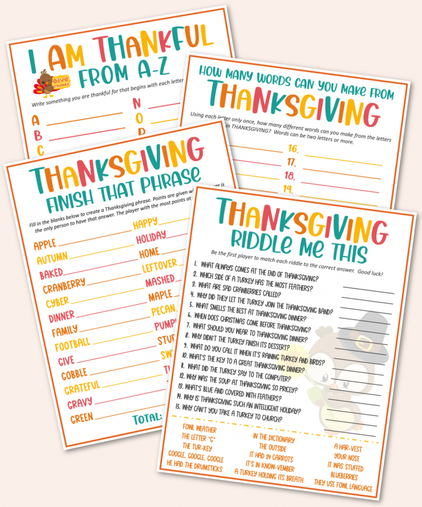 Printable Thanksgiving Game Pack - Kara Creates with regard to Free Printable Thanksgiving Games For Family