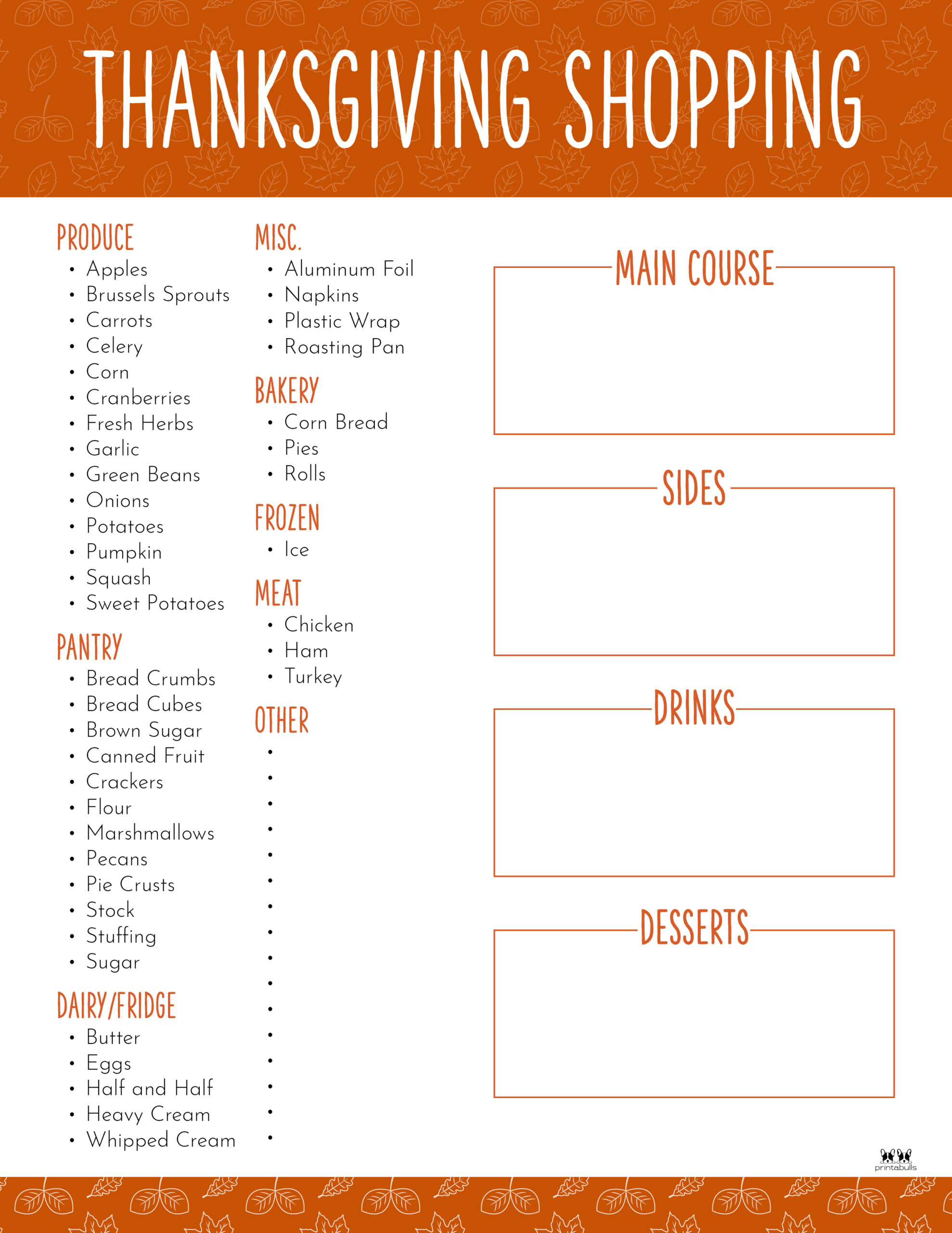Printable Thanksgiving Grocery List - Printable Party Favors inside Free Printable Thanksgiving Grocery List