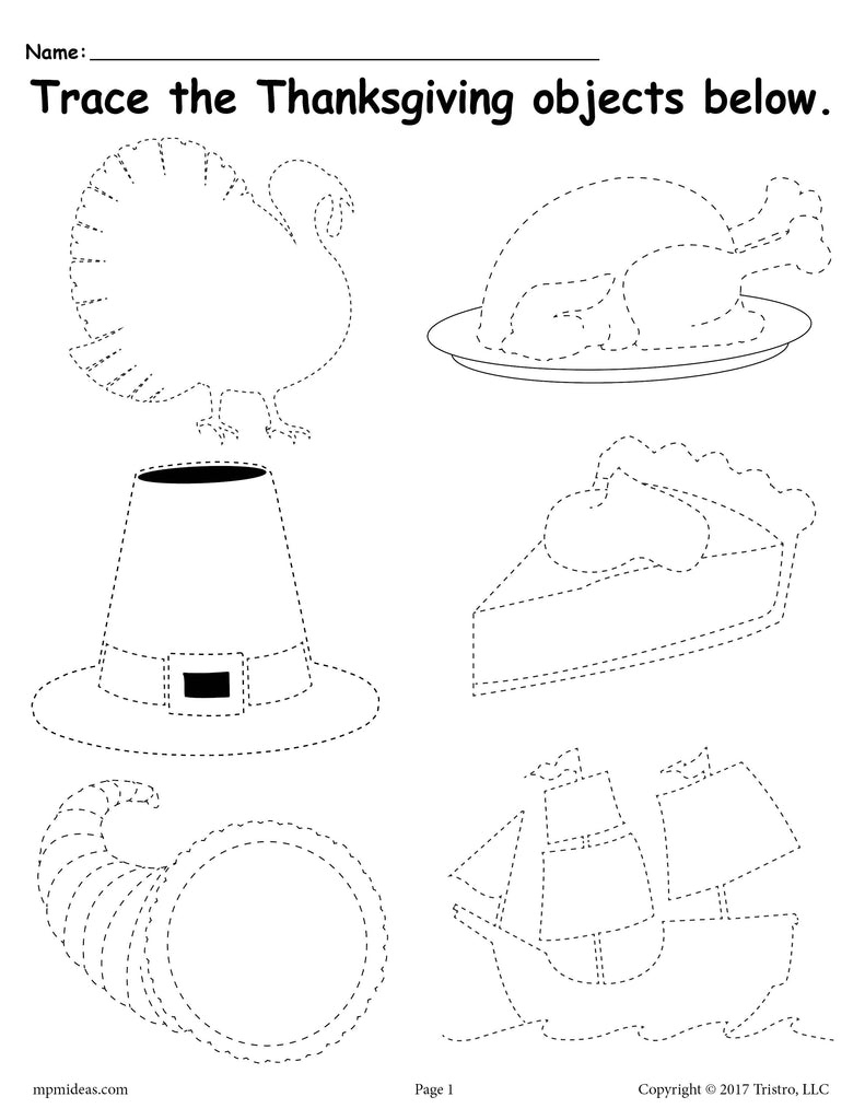 Printable Thanksgiving Tracing Worksheet! – Supplyme - Worksheets inside Pre K Thanksgiving Printables Preschool