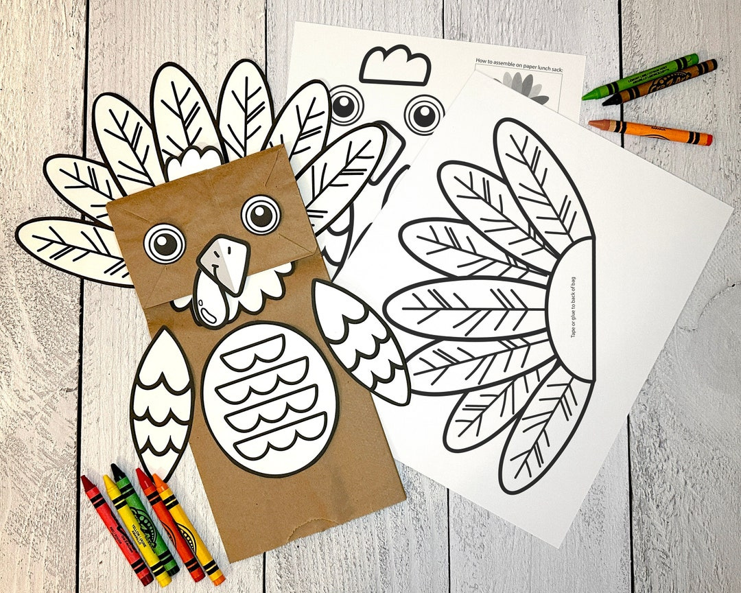 Printable Turkey Puppet Coloring Activity | Fun Kids Craft For within Turkey Paper Bag Puppet Printable