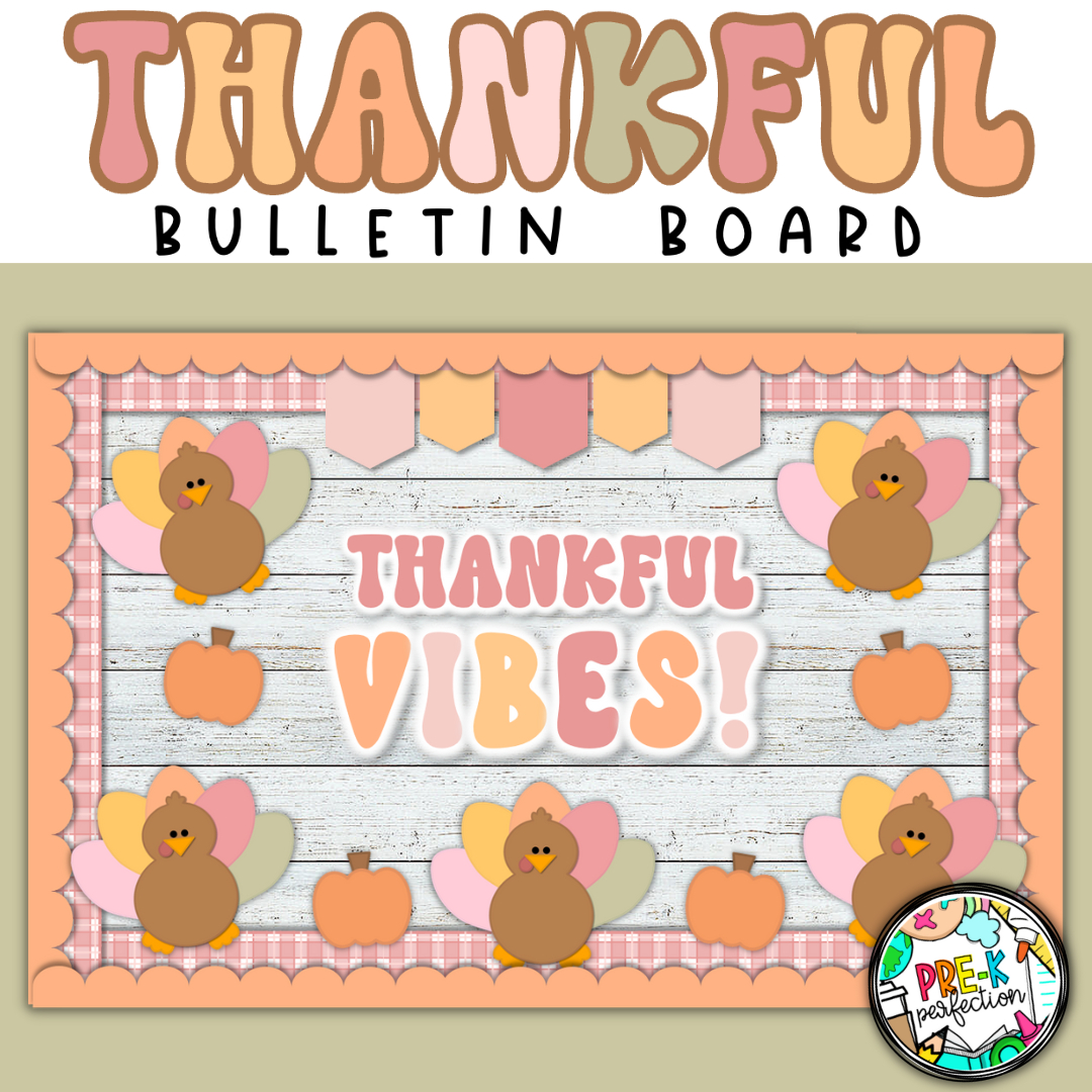 Retro Pastel Thanksgiving Bulletin Board | Thankful Vibes | Retro regarding Thanksgiving Bulletin Board Printables