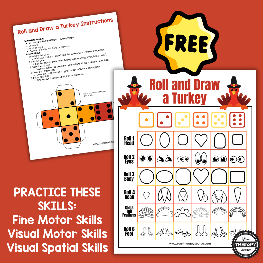 Roll A Turkey Free Printable - Your Therapy Source regarding Roll A Turkey Free Printable