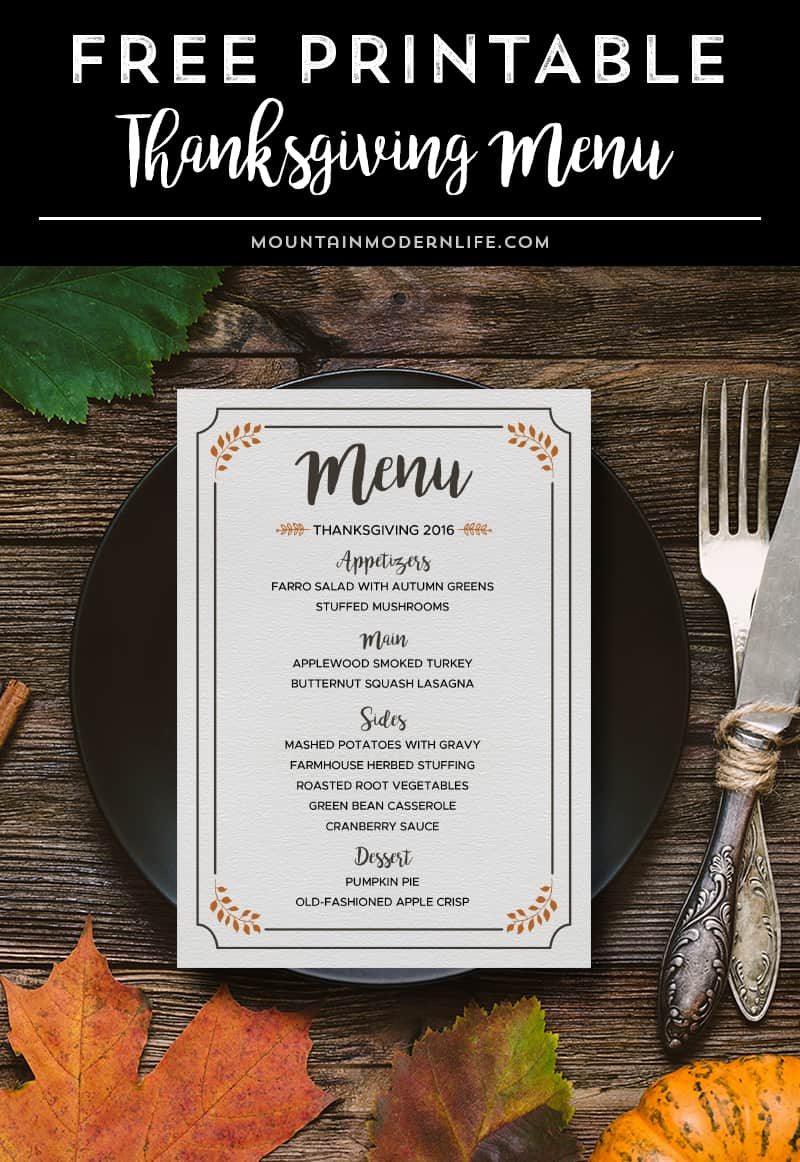 Rustic-Free-Printable-Thanksgiving-Menu-Template with Free Customizable Thanksgiving Menu Template