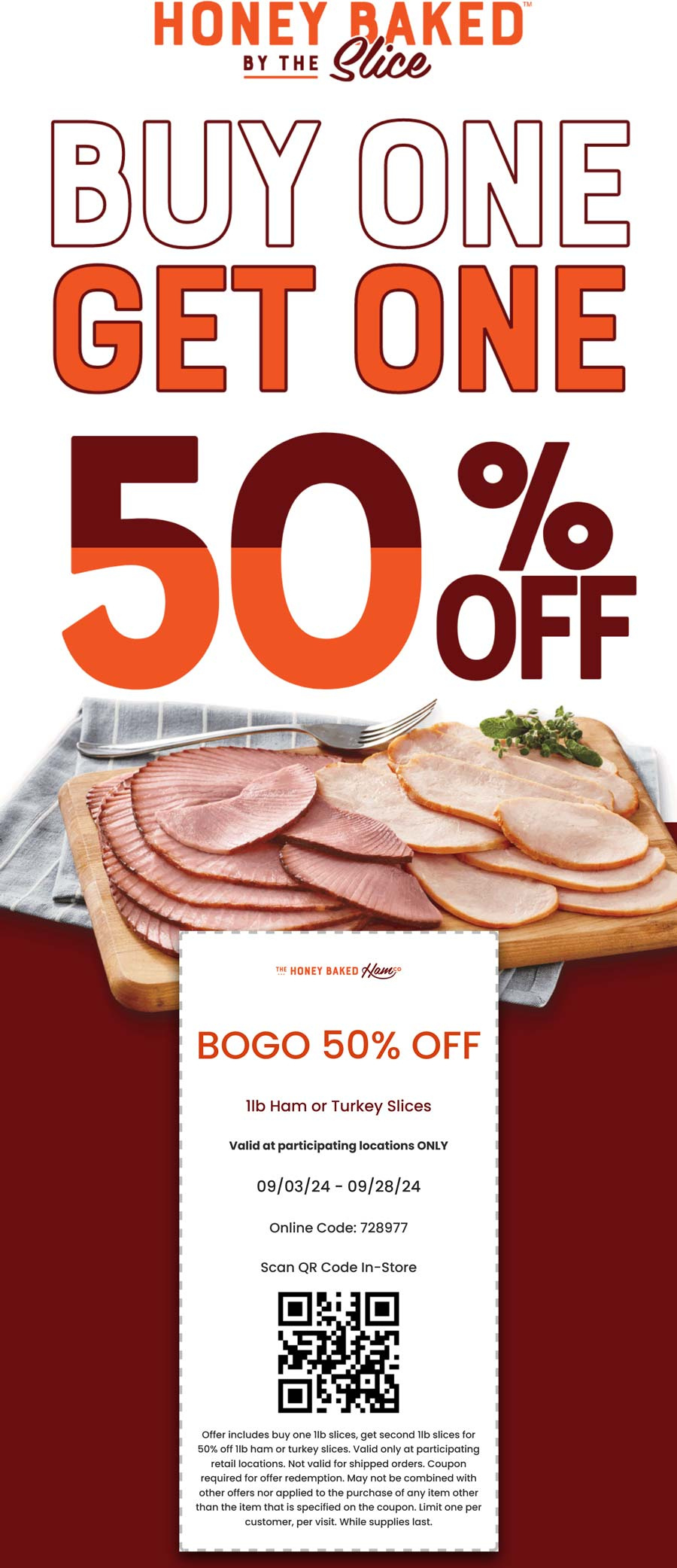 Second Turkey Or Ham Pound 50% Off At Honeybaked Restaurants, Or inside Honey Baked Ham Turkey Breast Coupons Printable