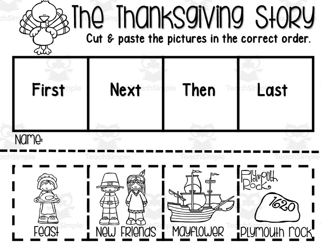 Sequence The Thanksgiving Story Activity with regard to First Thanksgiving Worksheet