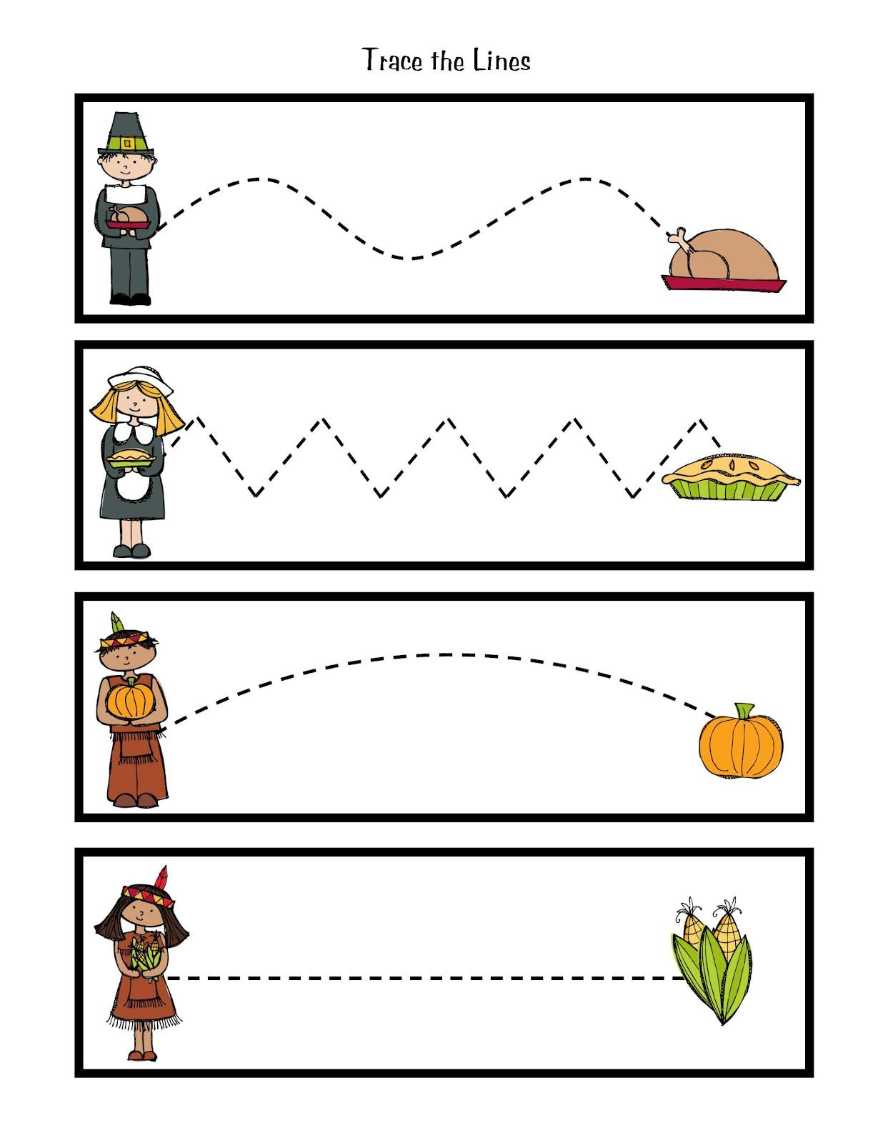 Shape Hopscotch with regard to Thanksgiving Tracing Worksheets Preschool