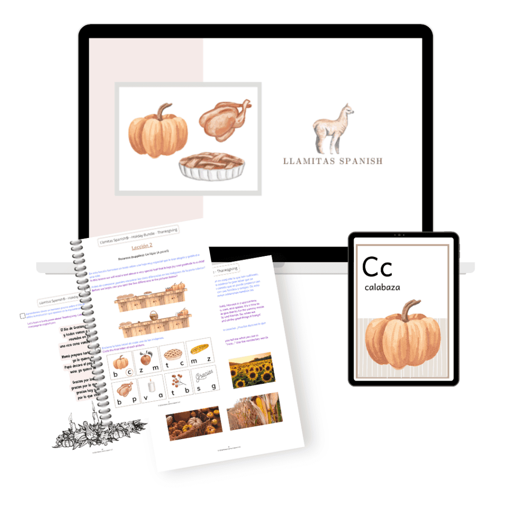 Spanish Thanksgiving Worksheets - Llamitas Spanish regarding Thanksgiving Worksheets in Spanish Free