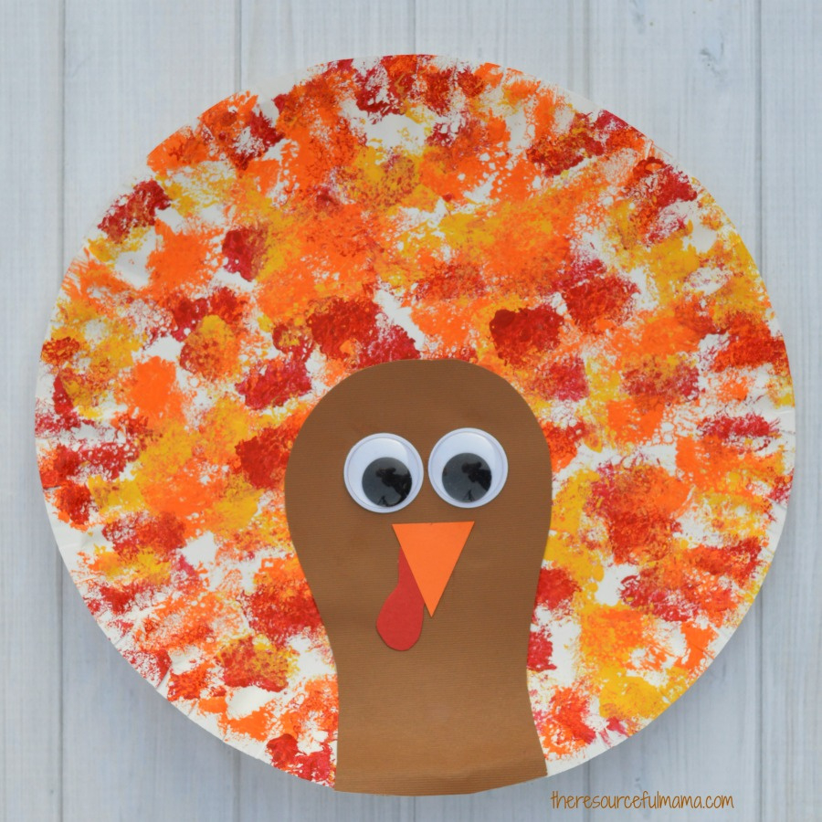 Sponged Painted Thanksgiving Turkey Craft - The Resourceful Mama regarding Turkey Paper Plate Craft Printable