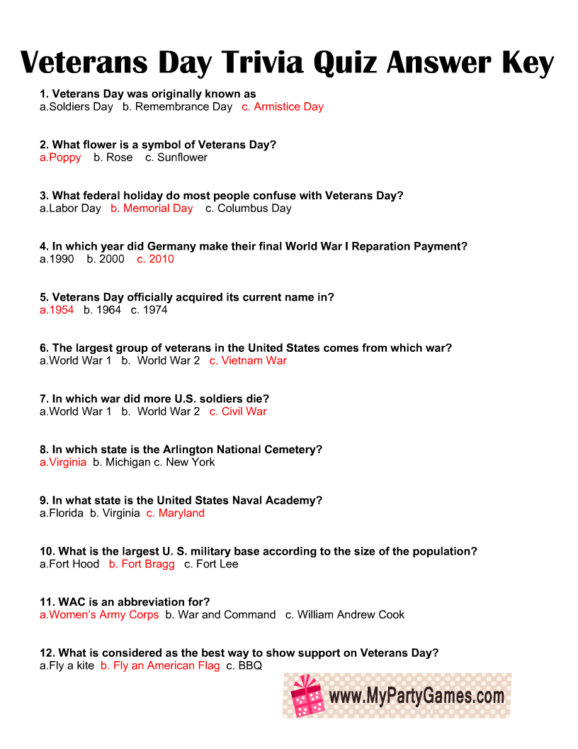 Test Your Knowledge With A Veterans Day Trivia Quiz with regard to Veterans Day Trivia For Seniors Printable