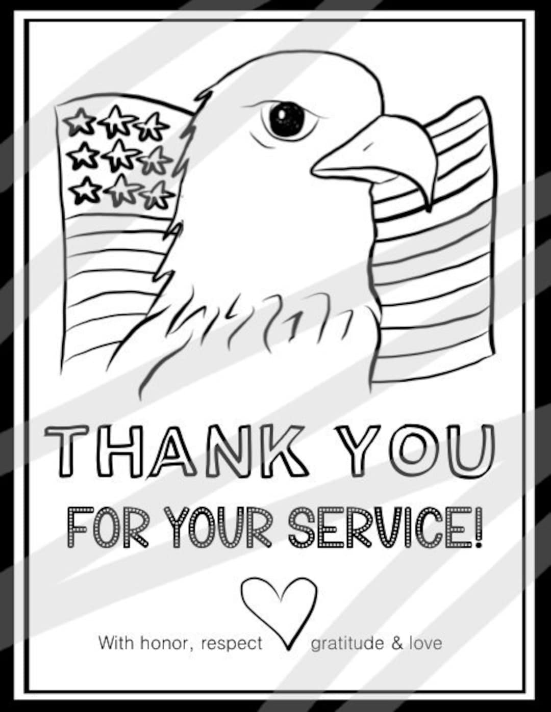 Thank You For Your Service - Veteran&amp;#039;S Day Gift - Coloring Page intended for Thank You Veterans Day Coloring Pages Printable