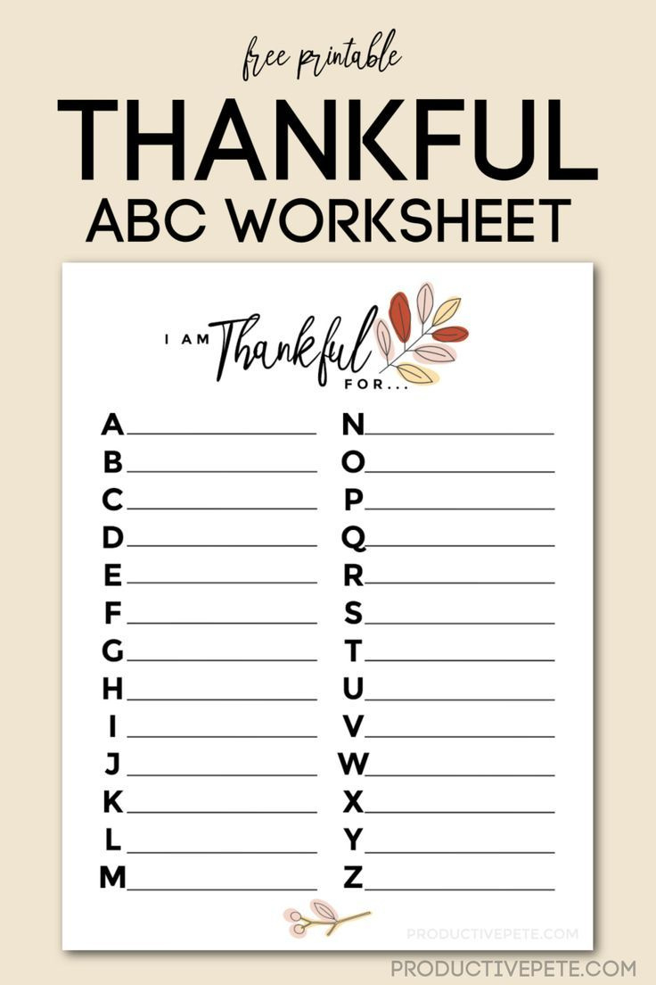 Thankful Abc Worksheet | Free Printable For Gratitude List At intended for I Am Thankful For Alphabet List Printable