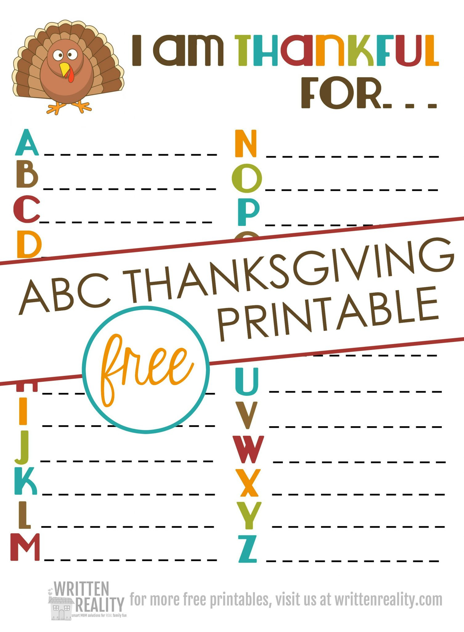 Thankful Abcs Printable Is Perfect For Thanksgiving! - Written Reality inside Thanksgiving ABC Worksheets