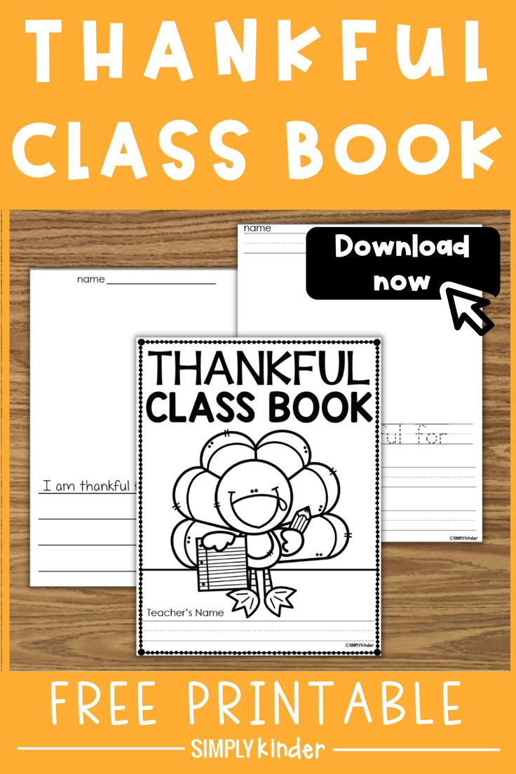 Thankful Class Book Free Printable - Simply Kinder throughout Free Printable I Am Thankful Book