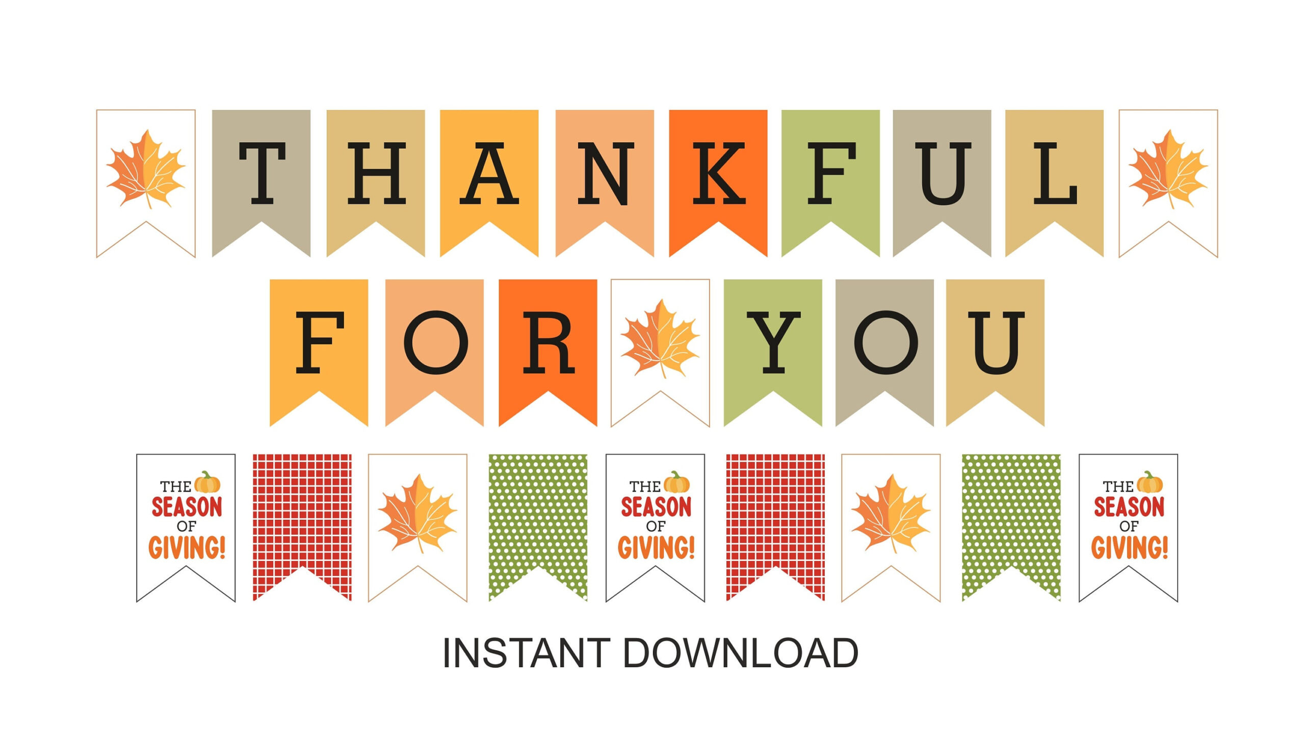 Thankful For You Banner Printable / Thankful Banner / Thankful within I Am Thankful For Printable Banner