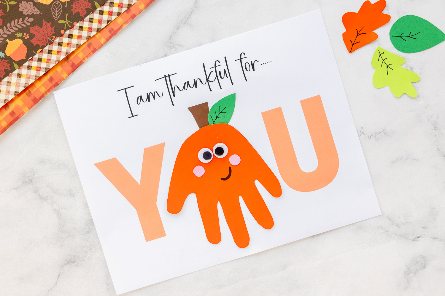 Thankful Handprint Pumpkin Printable.mp4 with I am Thankful For You Printable