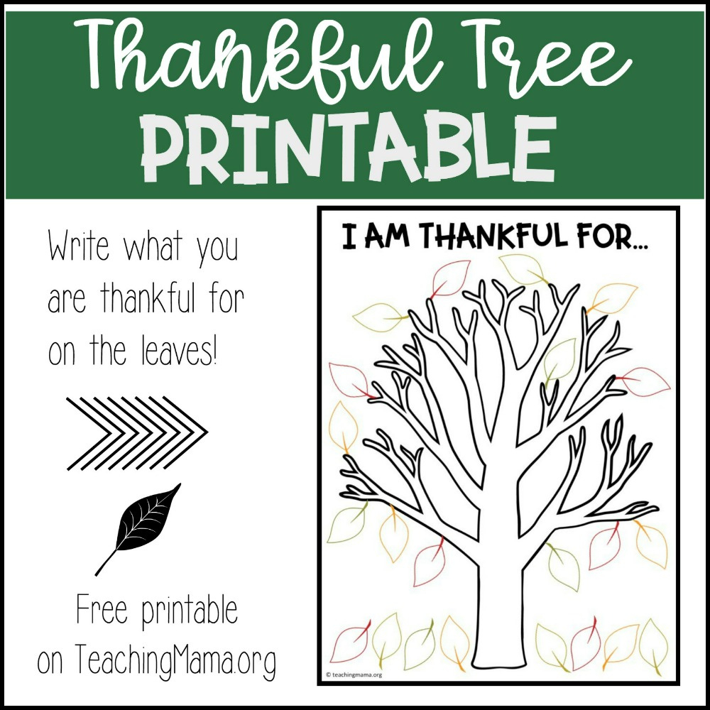 Thankful Tree Printable regarding I Am Thankful Tree Printable