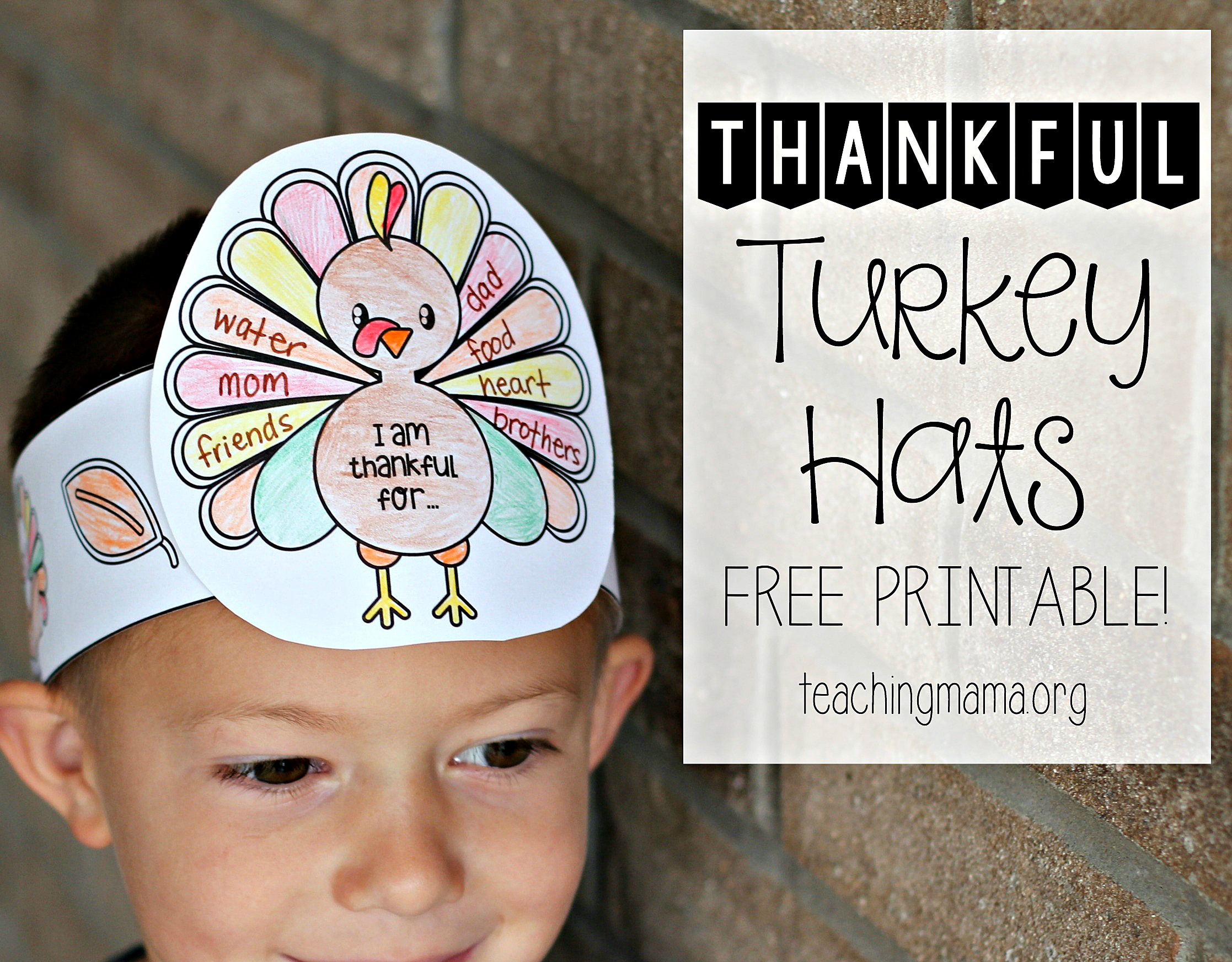 Thankful Turkey Hats with regard to Free Printable Thankful Turkey Hat