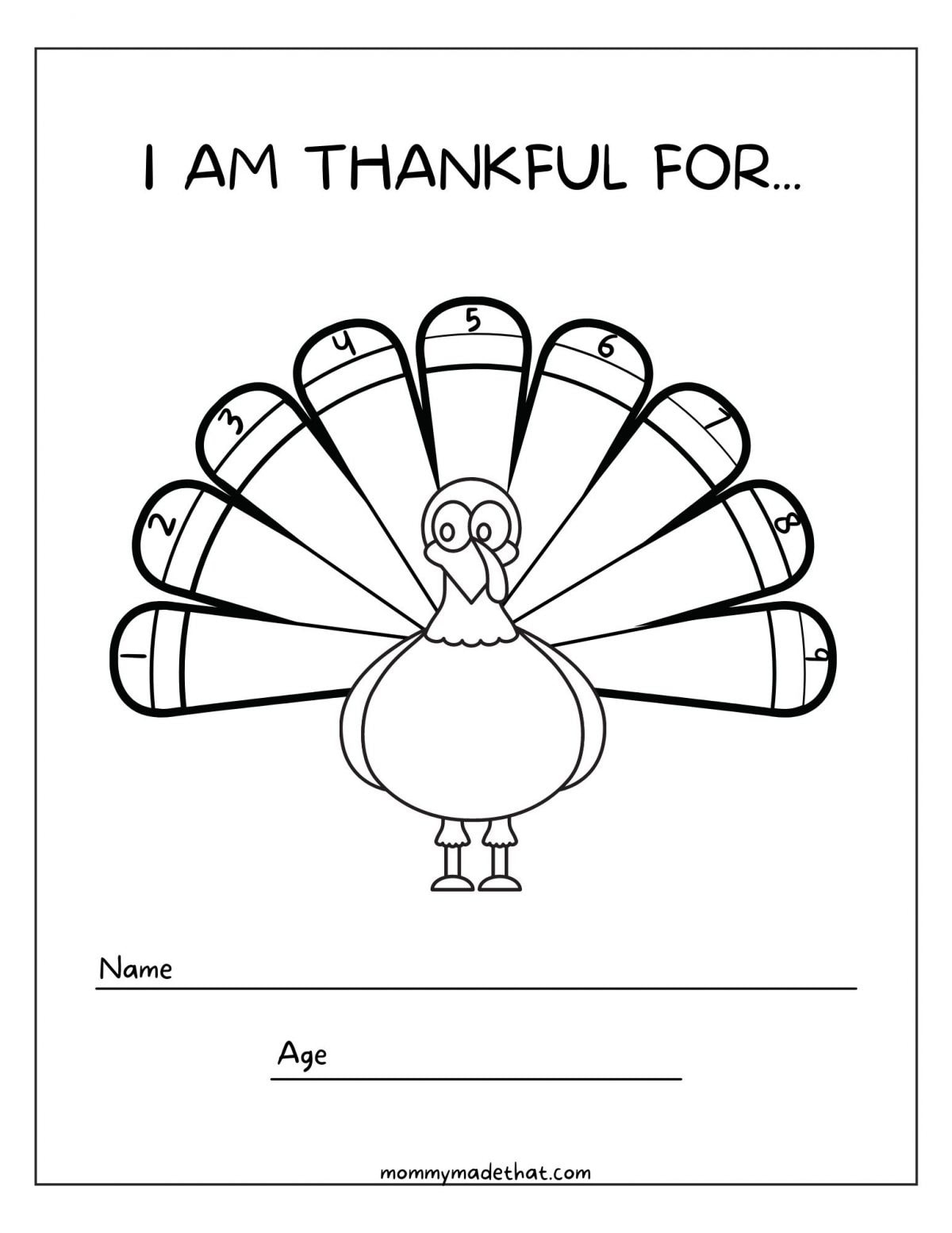 Thankful Turkey Printable in Cut Out Thankful Turkey Printable