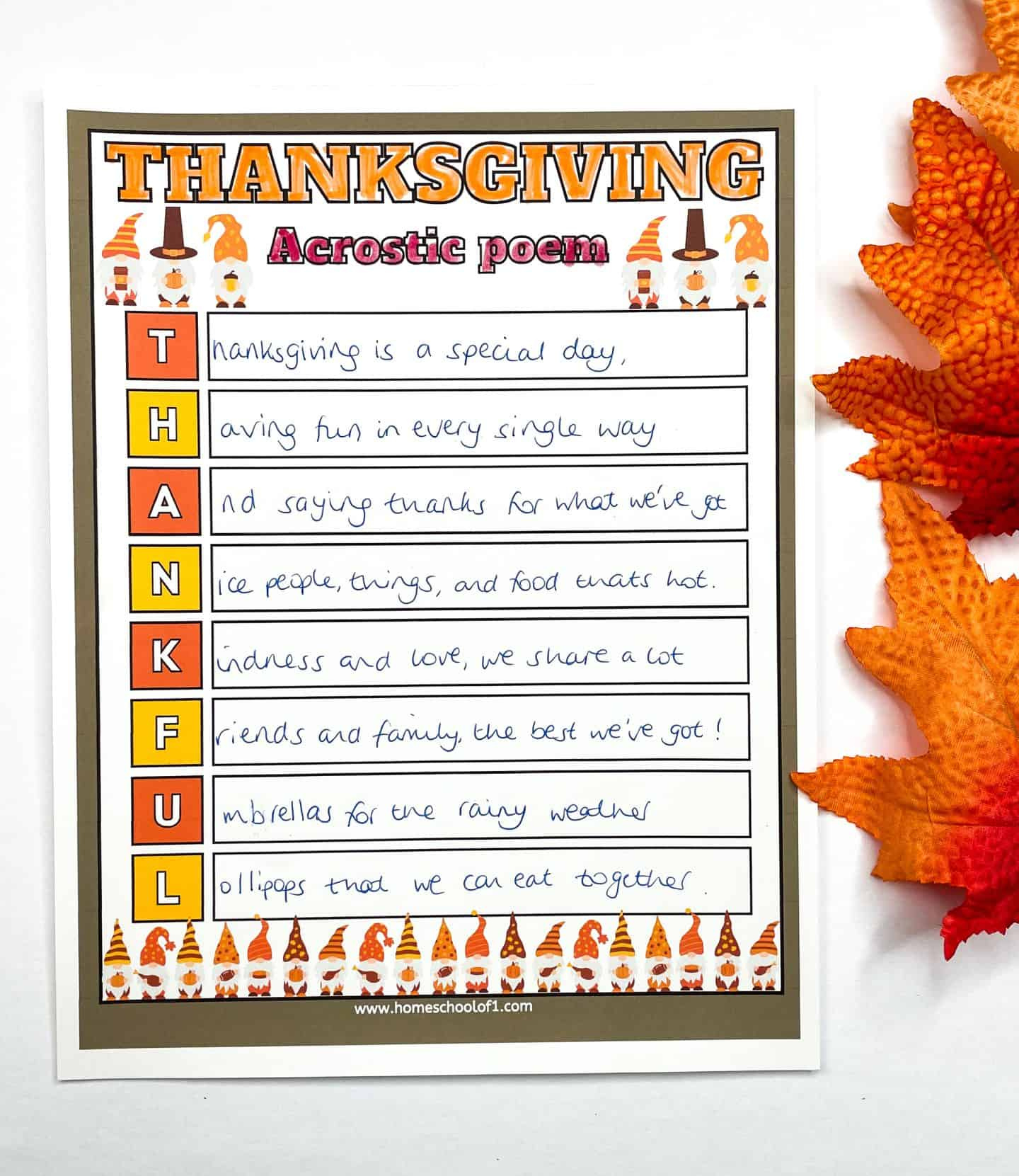 Thanksgiving Acrostic Poem Templates (4 Free Printables) with regard to Acrostic Poem For Thanksgiving Day