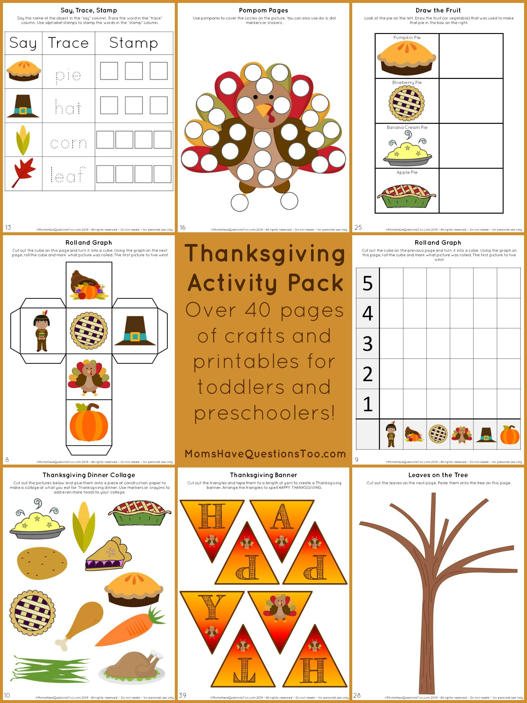 Thanksgiving Activity Pack With Crafts And Printables with Thanksgiving Activities For Preschoolers Printables