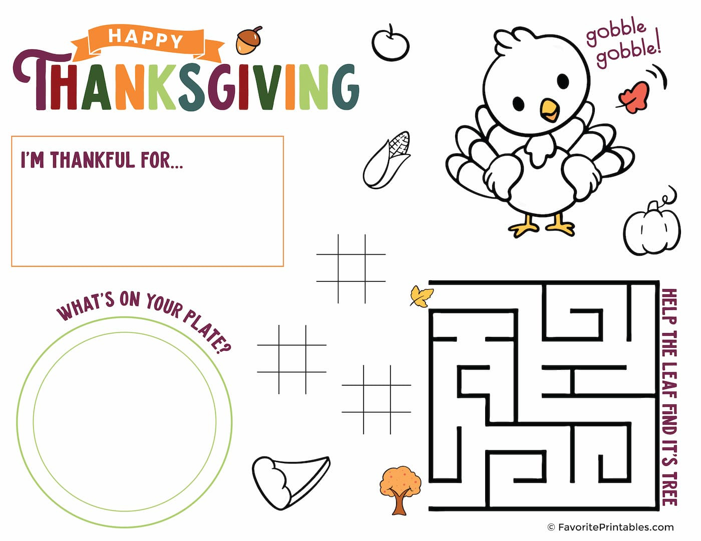 Thanksgiving Activity Sheet Printable For Kids - Favorite regarding Free Thanksgiving Activity Printables
