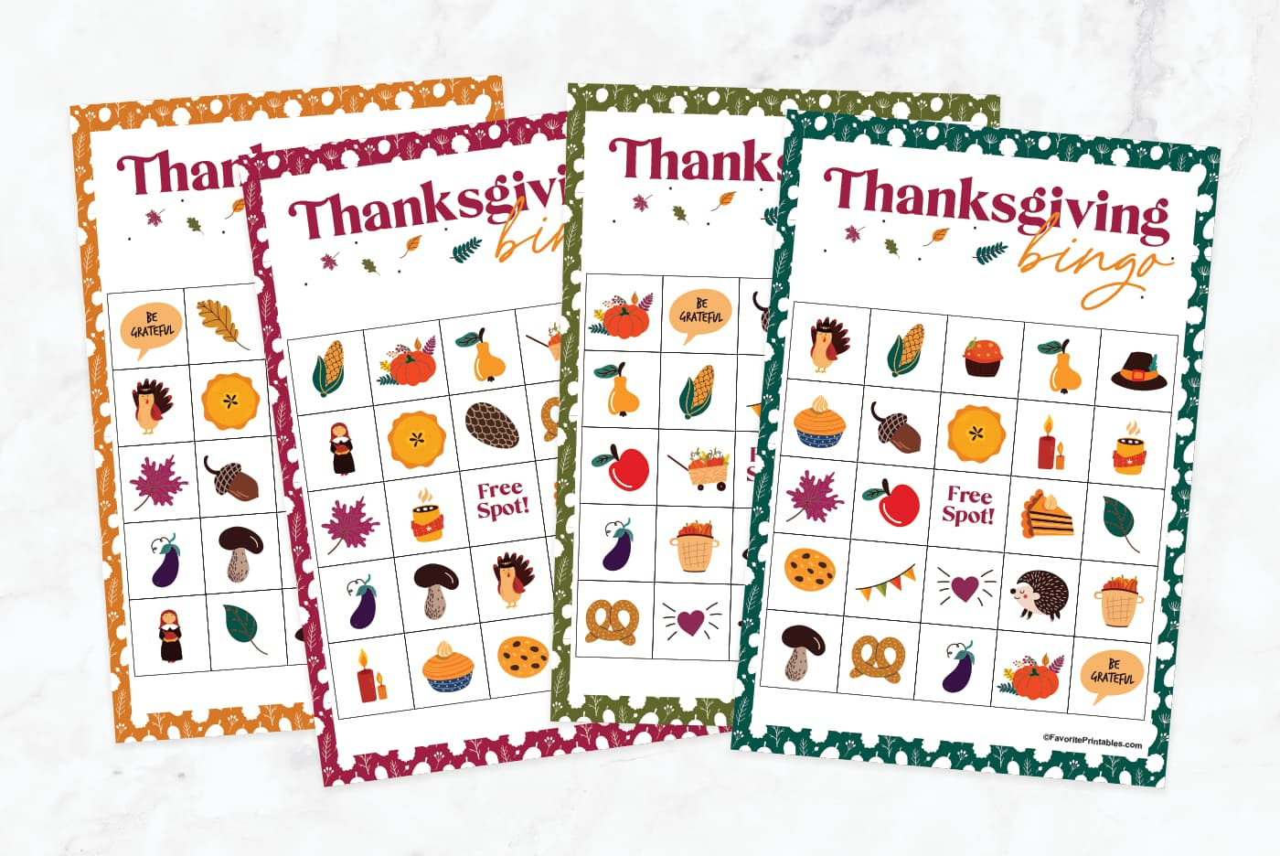 Thanksgiving Bingo Cards, Free Set Of 24 Cards - Favorite Printables for 24 Printable Thanksgiving Bingo Cards