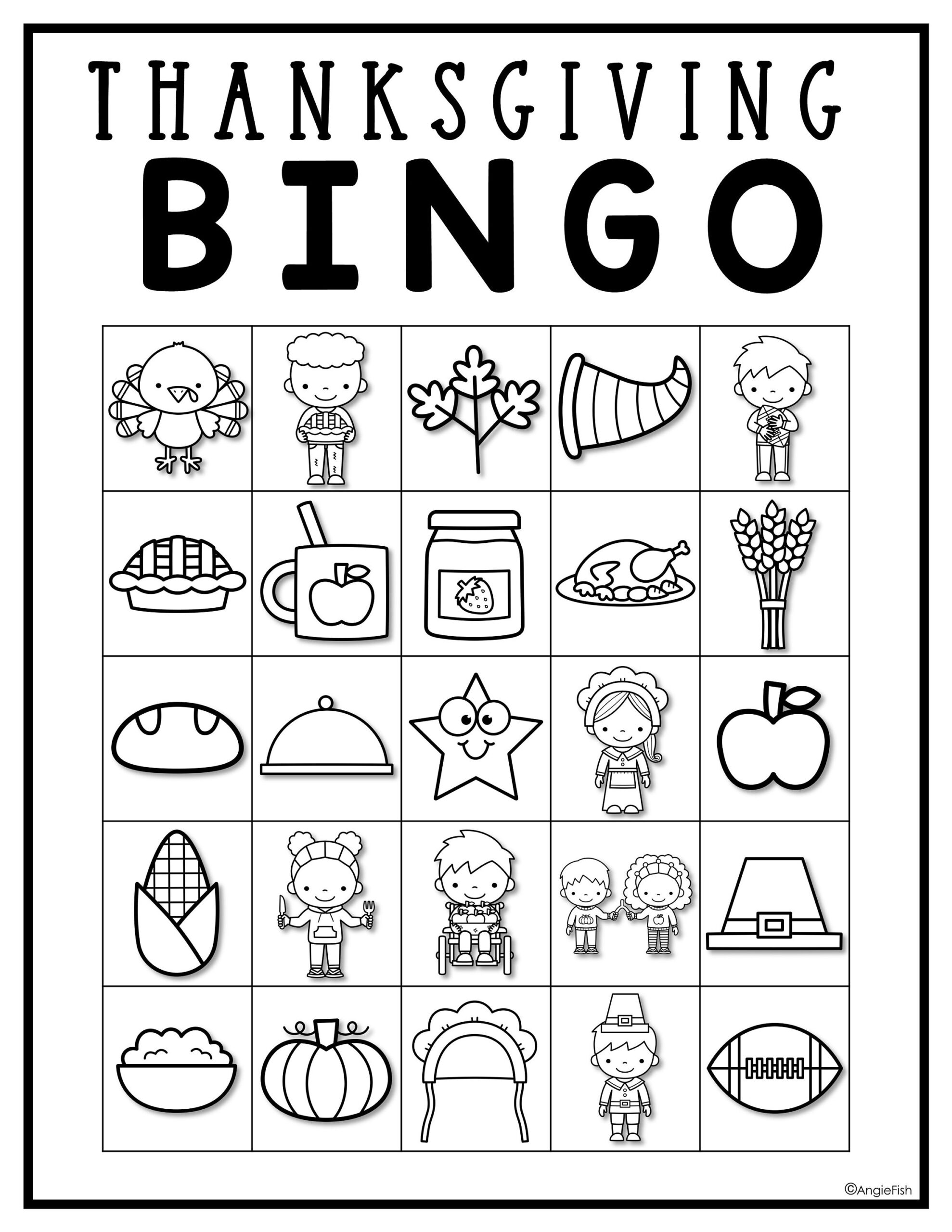 Thanksgiving Bingo Game | 30 Printable Cards (Digital Download for Printable Thanksgiving Bingo Black and White