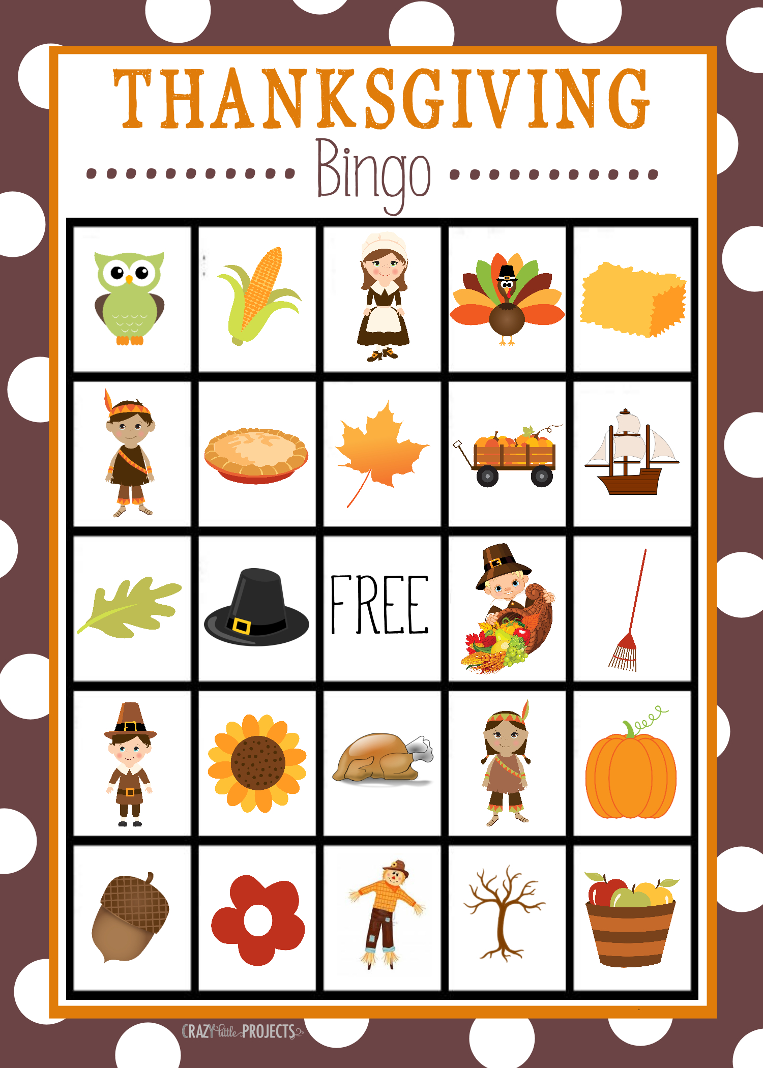Thanksgiving Bingo Game - Crazy Little Projects intended for Thanksgiving Printable Bingo For 20