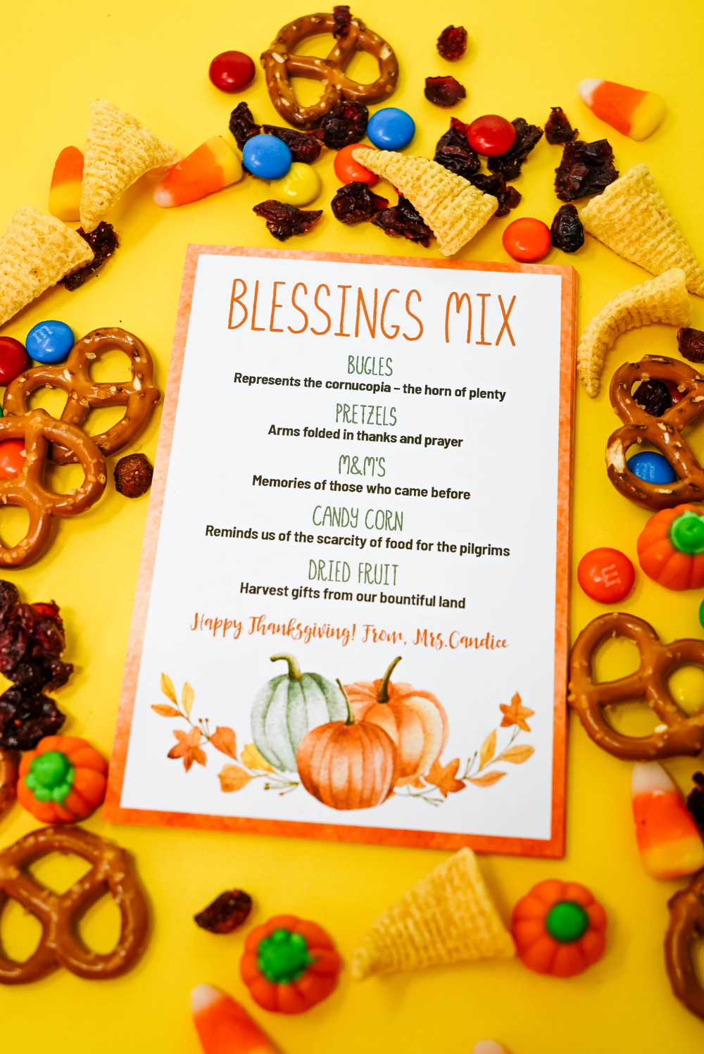 Thanksgiving Blessing Snack Mix + Printable (Nut Free) for Thanksgiving Trail Mix Poem