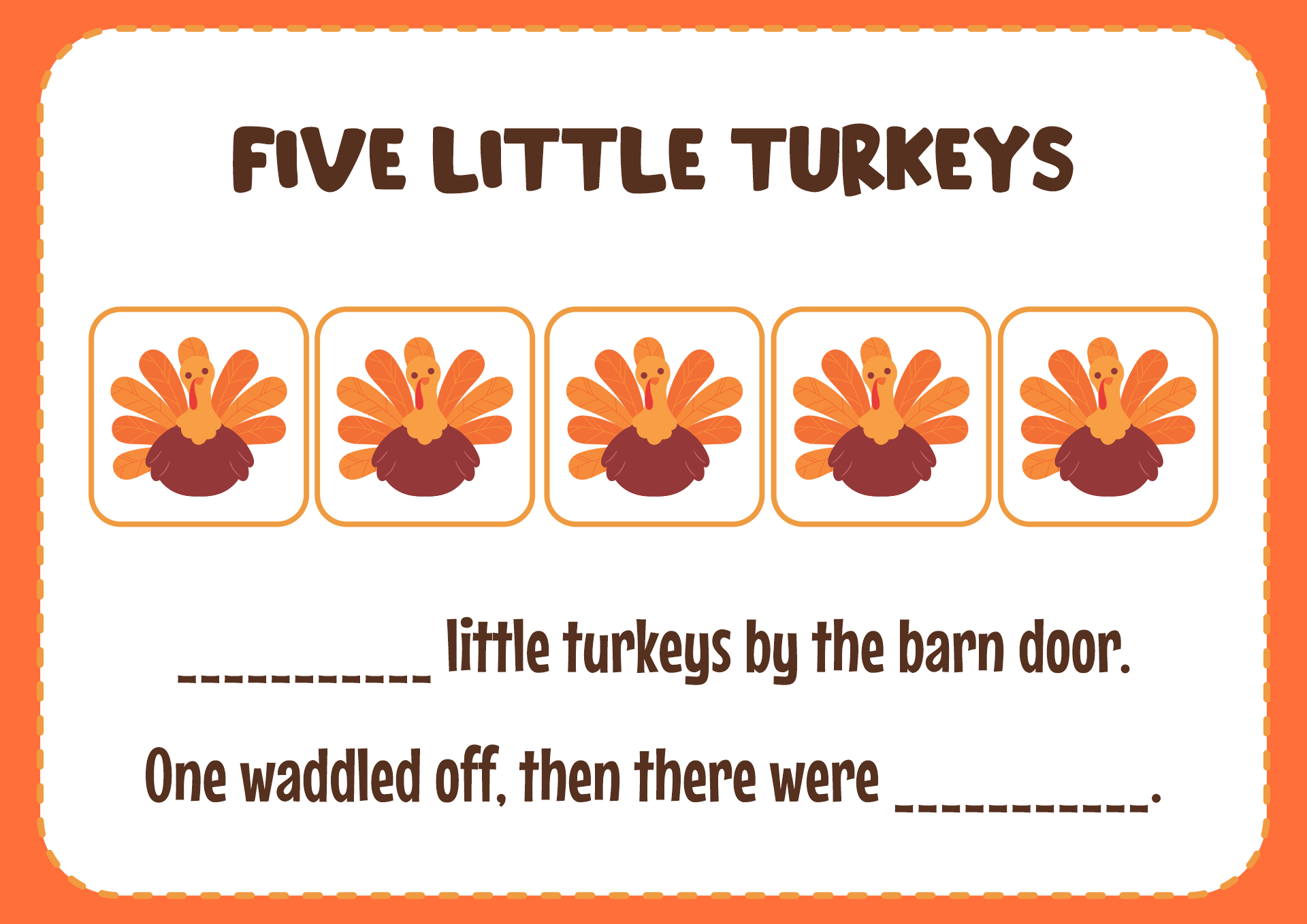 Thanksgiving Booklet Printables - Printable Bingo Cards with 5 Little Turkeys Printable Book