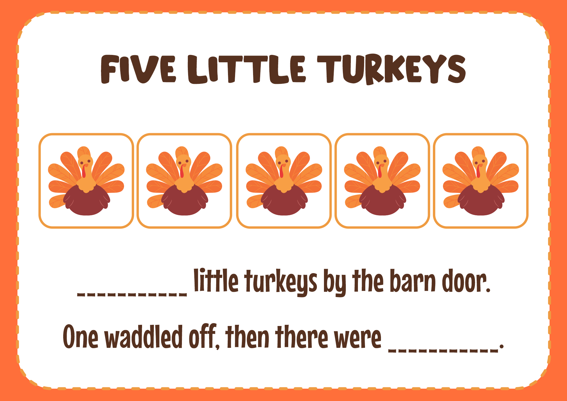 Thanksgiving Books For Kindergarten - 12 Free Pdf Printables intended for 5 Little Turkeys Printable Book